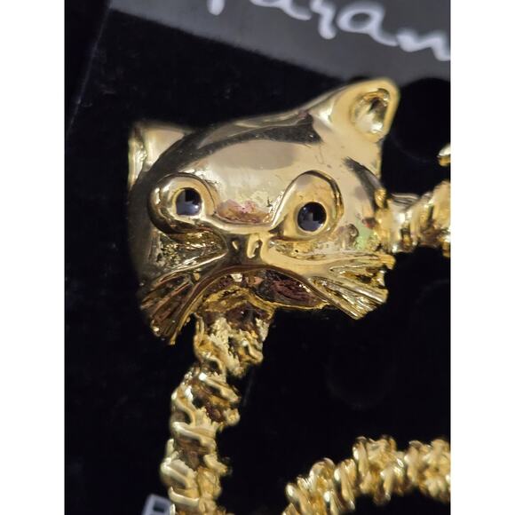 Vintage Taramanda Twisted Rope Arched Back Cat Gold Tone Pin Brooch - Picture 5 of 5
